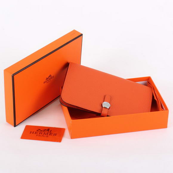 1:1 Quality Hermes Dogon Combined Wallets A508 Orange Replica